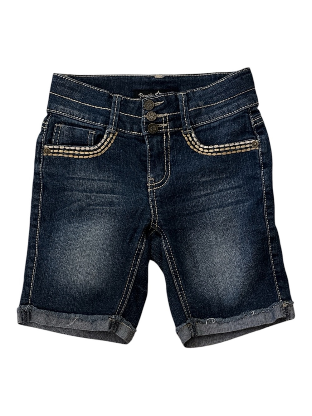 Girls Vanilla Star Stretch Denim Bermuda Jean Shorts 10